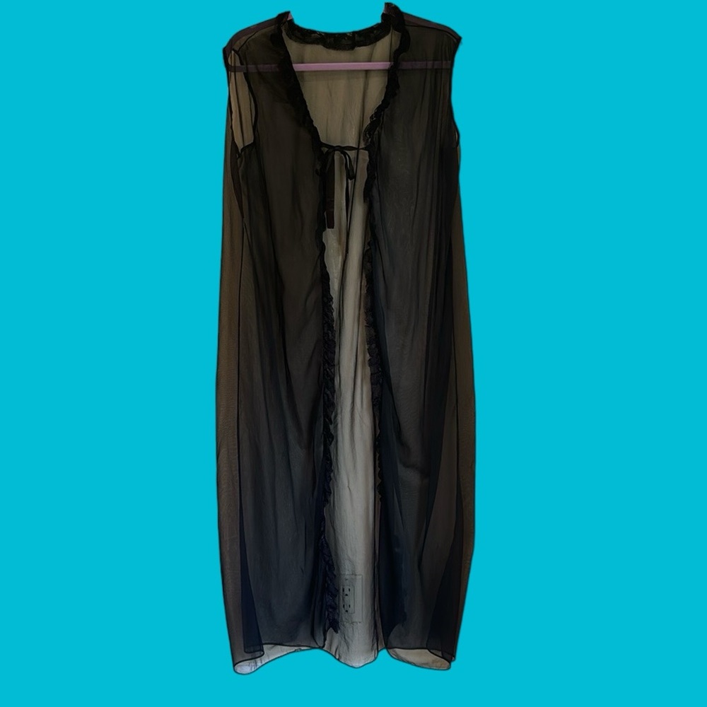 VINTAGE BLACK LONG TRANSPARENT‎ ROBE ONE SIZE